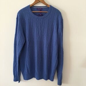 Alan Flusser Blue 100% Cashmere Cable Knit Sweater XL